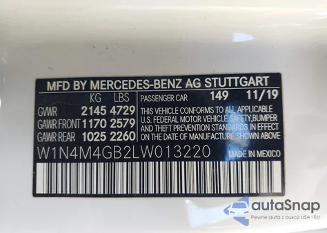 2020 Mercedes-Benz Glb 250 z USA, uszkodzony, nr VIN W1N4M4GB2LW013220